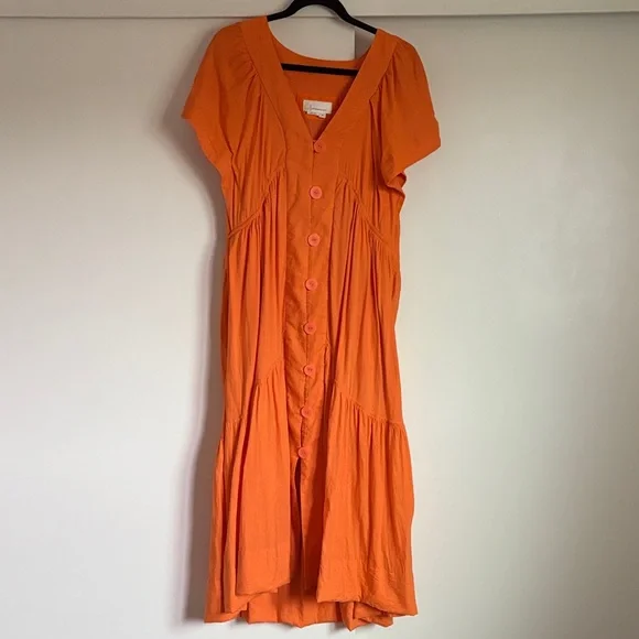 Anthropologie Orange Midi Dress - Picture 1 of 5